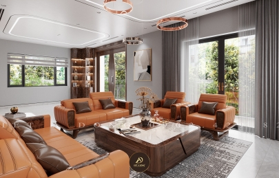 Bàn trà gỗ óc chó mặt đá cao cấp - Kiệt tác thiết kế từ Việt Á Đông